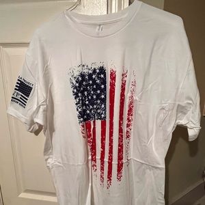 Distressed men’s American Flag short sleeve tee shirt.